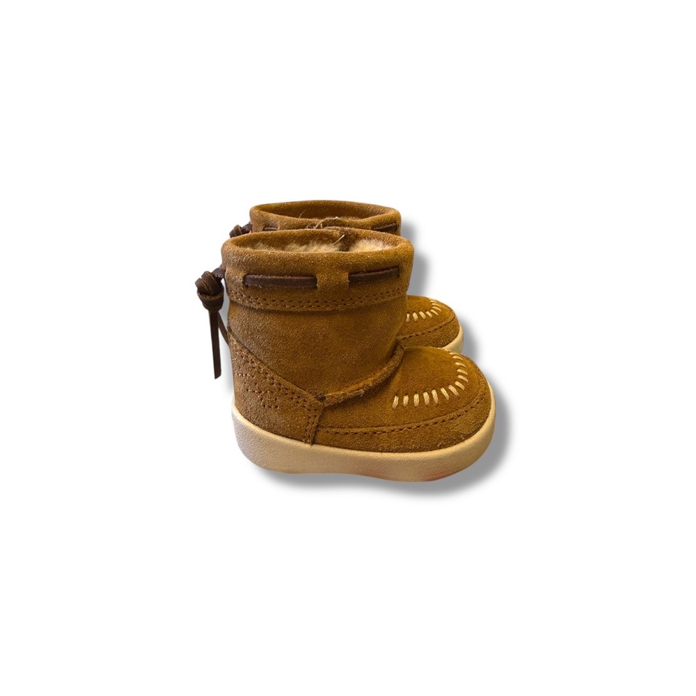 UGG Cali Moc Campfire Boots Infant Size 0/1 Chestnut‎ Suede Fur Lined Cozy